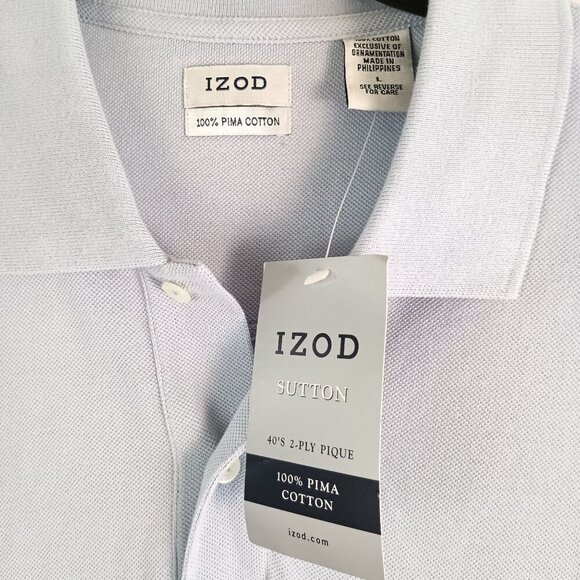 Izod Men’s Golf Polo Shirt L Light Blue NWT Pima Cotton Soft Comfort - Picture 4 of 4